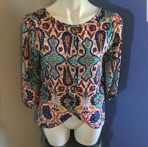 Francesca's Blue Rain Whimsical Blouse Small/ Medi
